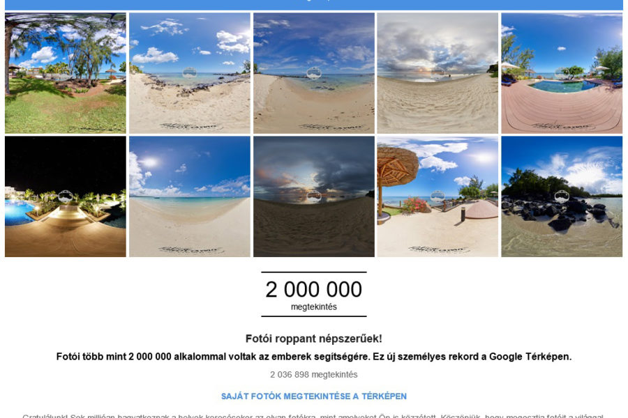 2 millió megtekintés a Google Térképen